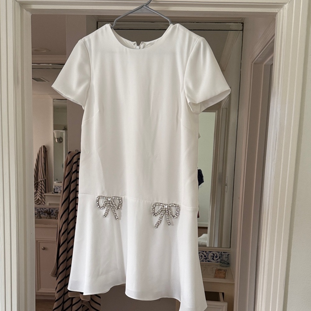 White Dress with Bow Accents